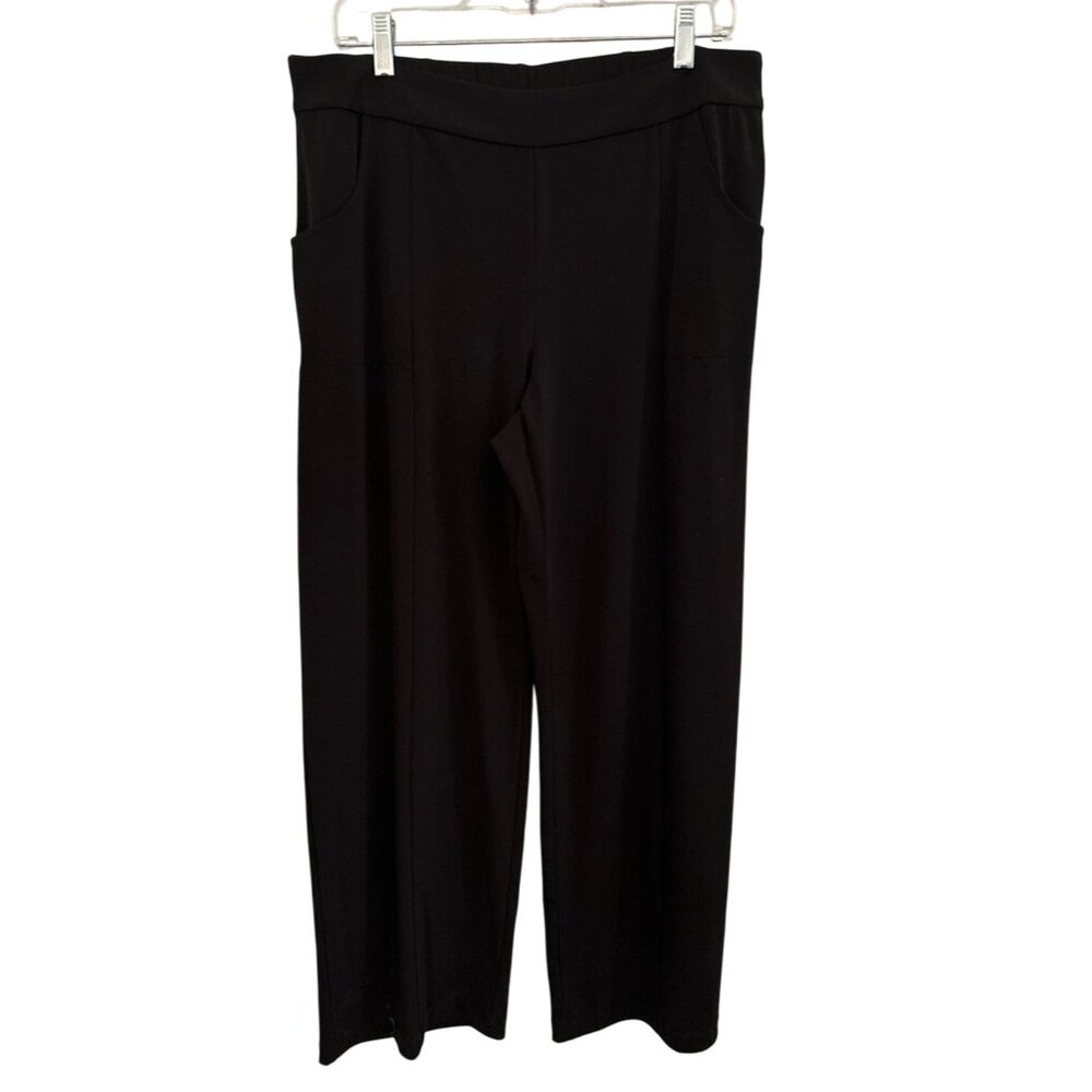Alexis & Avery Black Wide-Leg Pants Size PL Stretchy Waistband With Pockets